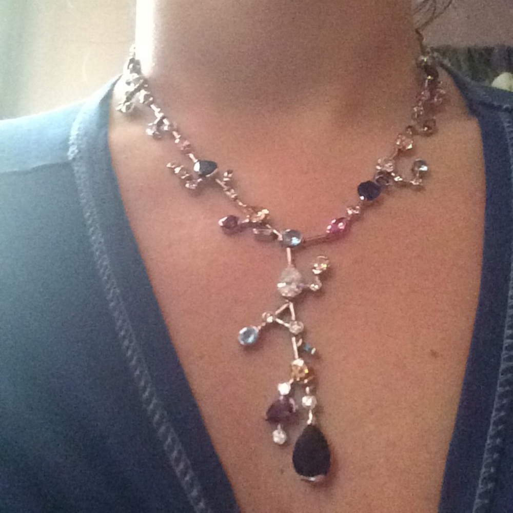 Beautiful multi gem silver necklace